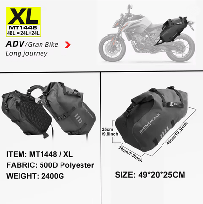 Waterproof Large Capacity Motorcycle Pannier Bag Set 18L/28L/48L Universal Fit