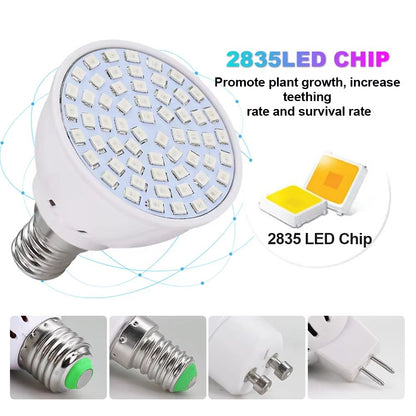 GreenGrowth Full-Spectrum E27 LED Grow Bulb – 60/80 LEDs 220 V for Indoor Plants