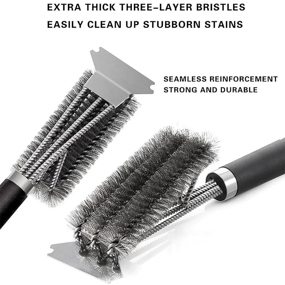 Safe Grill Brush and Scraper with Deluxe Handle Stainless Steel Bristles
