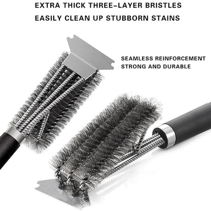 Safe Grill Brush and Scraper with Deluxe Handle Stainless Steel Bristles