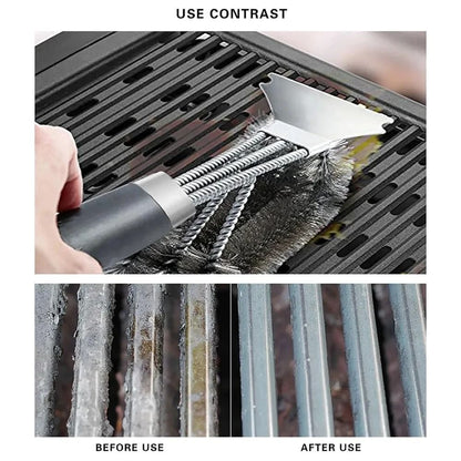 Safe Grill Brush and Scraper with Deluxe Handle Stainless Steel Bristles