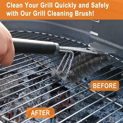Safe Grill Brush and Scraper with Deluxe Handle Stainless Steel Bristles