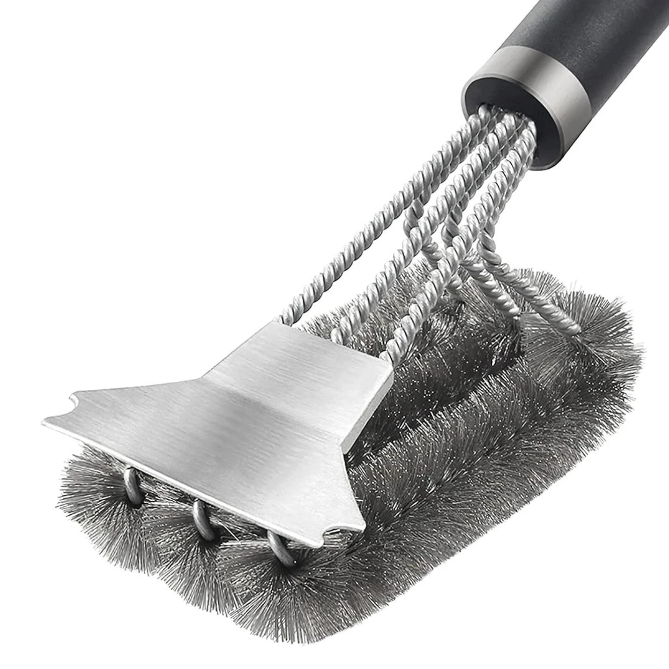 Safe Grill Brush and Scraper with Deluxe Handle Stainless Steel Bristles