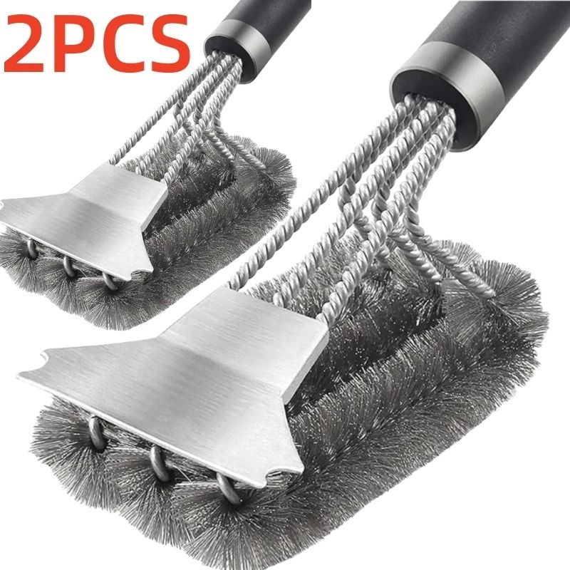 Safe Grill Brush and Scraper with Deluxe Handle Stainless Steel Bristles
