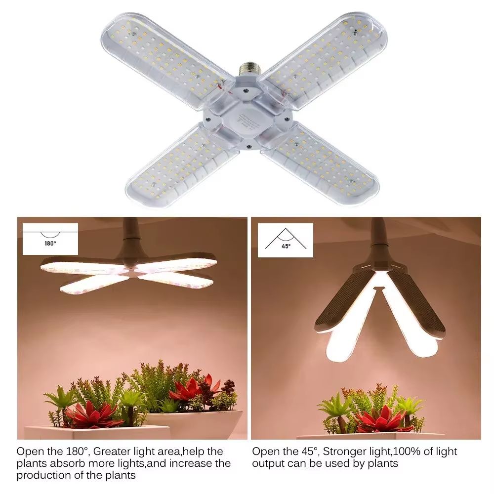 PlantFlex Foldable Full-Spectrum LED Grow Light Bulb – 24/36/48 W E27 (Indoor Plants, Flowers, Seedlings)