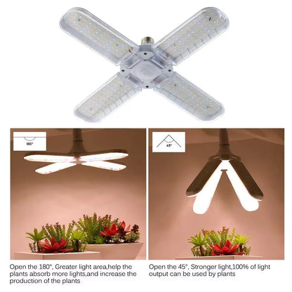 PlantFlex Foldable Full-Spectrum LED Grow Light Bulb – 24/36/48 W E27 (Indoor Plants, Flowers, Seedlings)