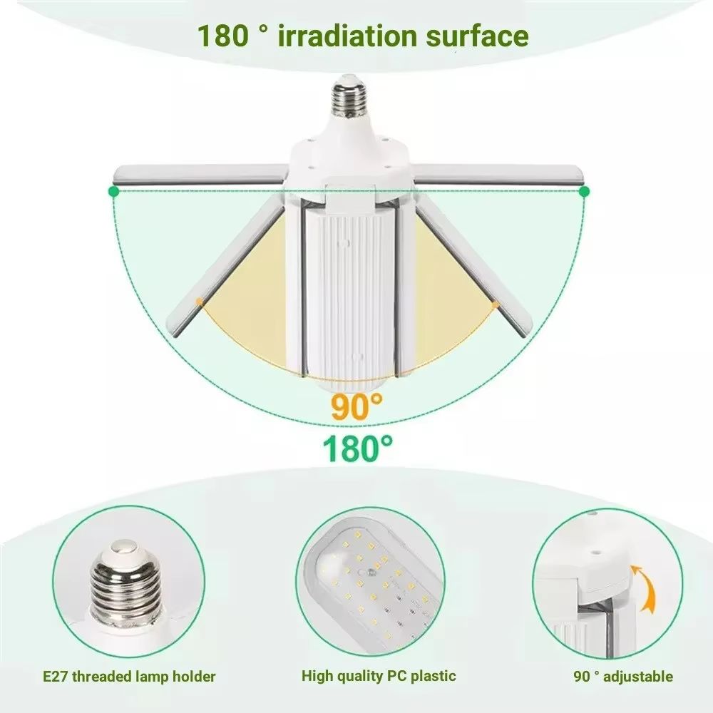 PlantFlex Foldable Full-Spectrum LED Grow Light Bulb – 24/36/48 W E27 (Indoor Plants, Flowers, Seedlings)