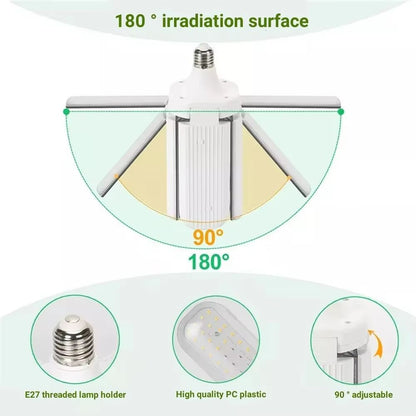 PlantFlex Foldable Full-Spectrum LED Grow Light Bulb – 24/36/48 W E27 (Indoor Plants, Flowers, Seedlings)