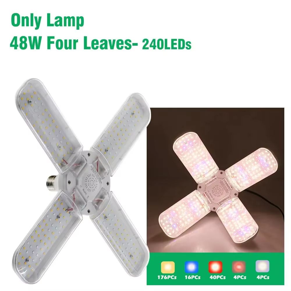 PlantFlex Foldable Full-Spectrum LED Grow Light Bulb – 24/36/48 W E27 (Indoor Plants, Flowers, Seedlings)