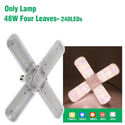 PlantFlex Foldable Full-Spectrum LED Grow Light Bulb – 24/36/48 W E27 (Indoor Plants, Flowers, Seedlings)