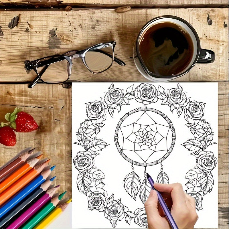 Fairy Dream Catcher Coloring Book, for Adult Stress Relief and Anxiety Reduction, Mindfulness Activity