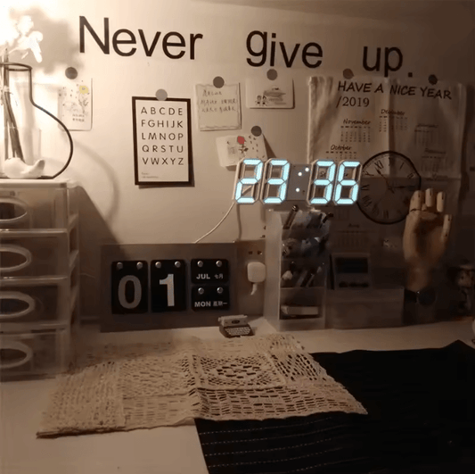 GlowTime 3D LED Digital Wall Clock with Adjustable Brightness and Night Mode