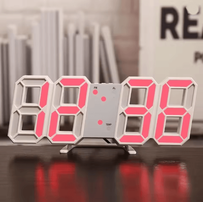 GlowTime 3D LED Digital Wall Clock with Adjustable Brightness and Night Mode