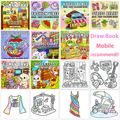Children's Anxiety Relief Coloring Book, Stress Therapy Art, Bold Illustrations, Multiple Comforting Themes