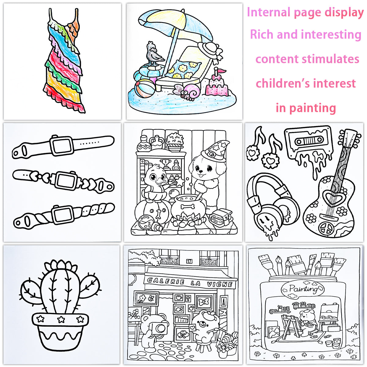 Children's Anxiety Relief Coloring Book, Stress Therapy Art, Bold Illustrations, Multiple Comforting Themes
