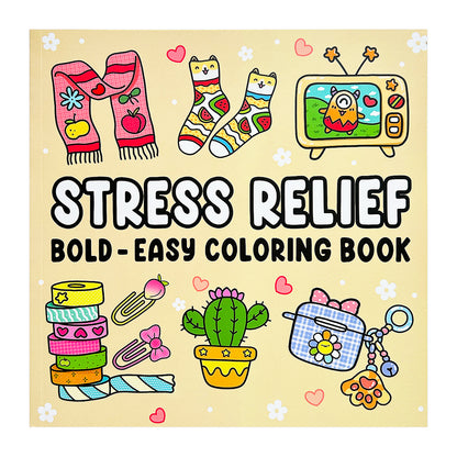 Children's Anxiety Relief Coloring Book, Stress Therapy Art, Bold Illustrations, Multiple Comforting Themes