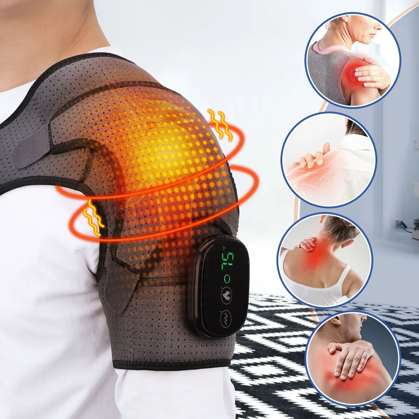 Electric Heated Shoulder and Back Massage Brace