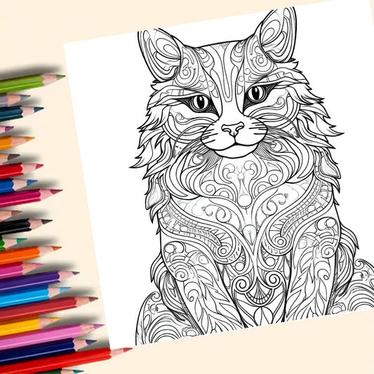 Animal Mandala Coloring Book for Adults, Stress Relief Art Therapy, Realistic Doodle Sketchbook, Creative Drawing Pad