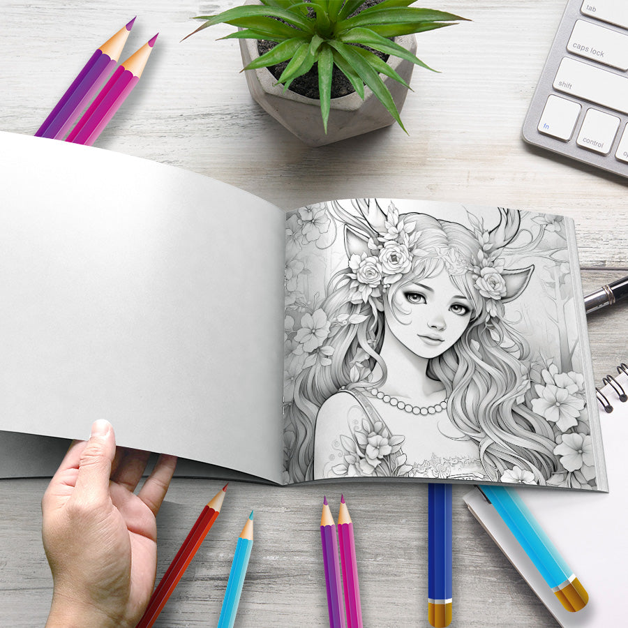 Art Enchanted Woodland Coloring Book, Stress Relieving Forest Fairies, Pixie Designs for Adult Mindfulness