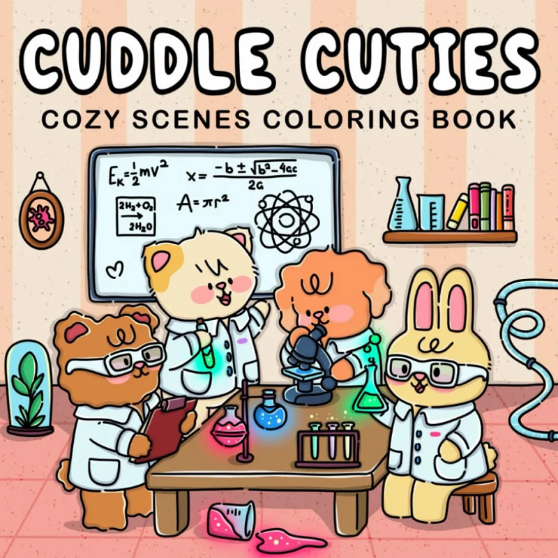 Halloween Coloring Book, For Adults and Teens, Adorable Creepy Creatures, Cozy Moments, Relaxation Gift