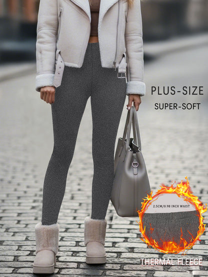 Thermal Warm Pants For Cold Winter Running, Plus Size Super Soft Fleece Lined Leggings, Workout Yoga Running