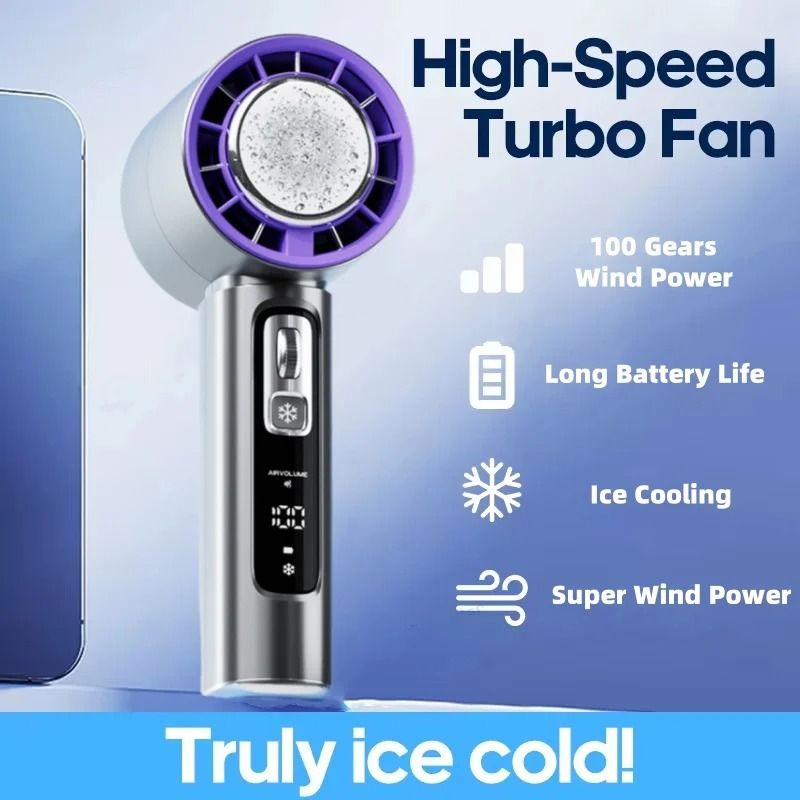 Portable Handheld Turbo Fan 100 Wind Speeds Adjustable Mini Battery Fan