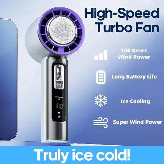 Portable Handheld Turbo Fan 100 Wind Speeds Adjustable Mini Battery Fan