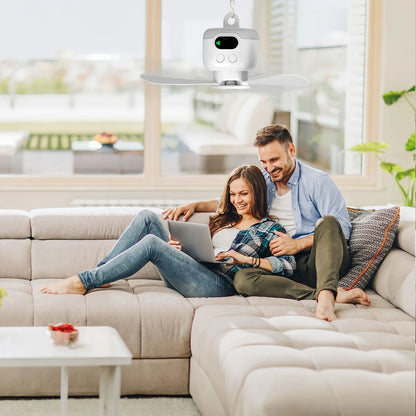 Portable Ceiling Fan 8000mAh Rechargeable Camping Fan with LED Light and Remote Control