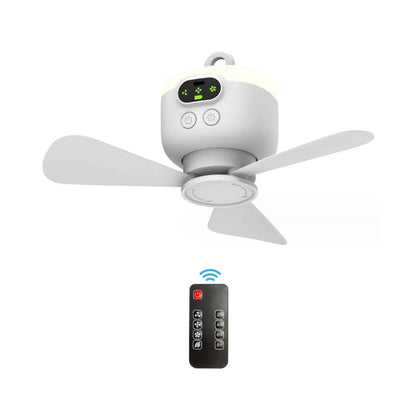 Portable Ceiling Fan 8000mAh Rechargeable Camping Fan with LED Light and Remote Control