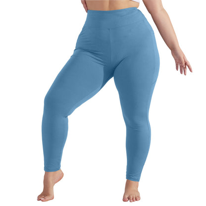 High Waisted Yoga Pants for Women, Plus Size, Hip Lift, Athletic Leggings with Pockets, Solid Color Capri, Slim Sports