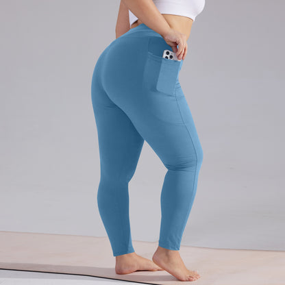 High Waisted Yoga Pants for Women, Plus Size, Hip Lift, Athletic Leggings with Pockets, Solid Color Capri, Slim Sports