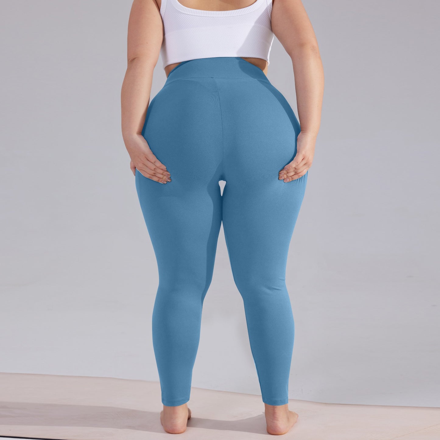 High Waisted Yoga Pants for Women, Plus Size, Hip Lift, Athletic Leggings with Pockets, Solid Color Capri, Slim Sports