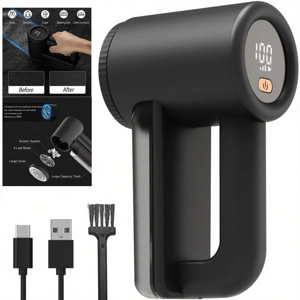 Rechargeable Fabric Clothes Shaver 3 Speeds 2000mAh LED Display Lint Remover