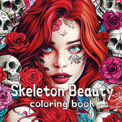 Art Therapy Coloring Book for Adults, Gothic Skull Designs, Stress Relief and Creative Gift Idea