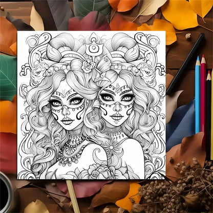 Art Therapy Coloring Book for Adults, Gothic Skull Designs, Stress Relief and Creative Gift Idea