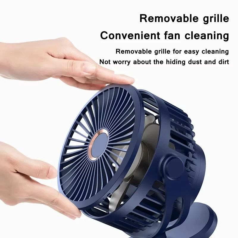 Portable USB Table Clip Fan 10000mAh Rechargeable Mini Desk Stand Fan