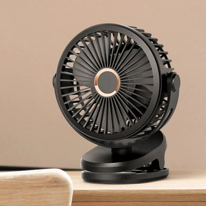 Portable USB Table Clip Fan 10000mAh Rechargeable Mini Desk Stand Fan
