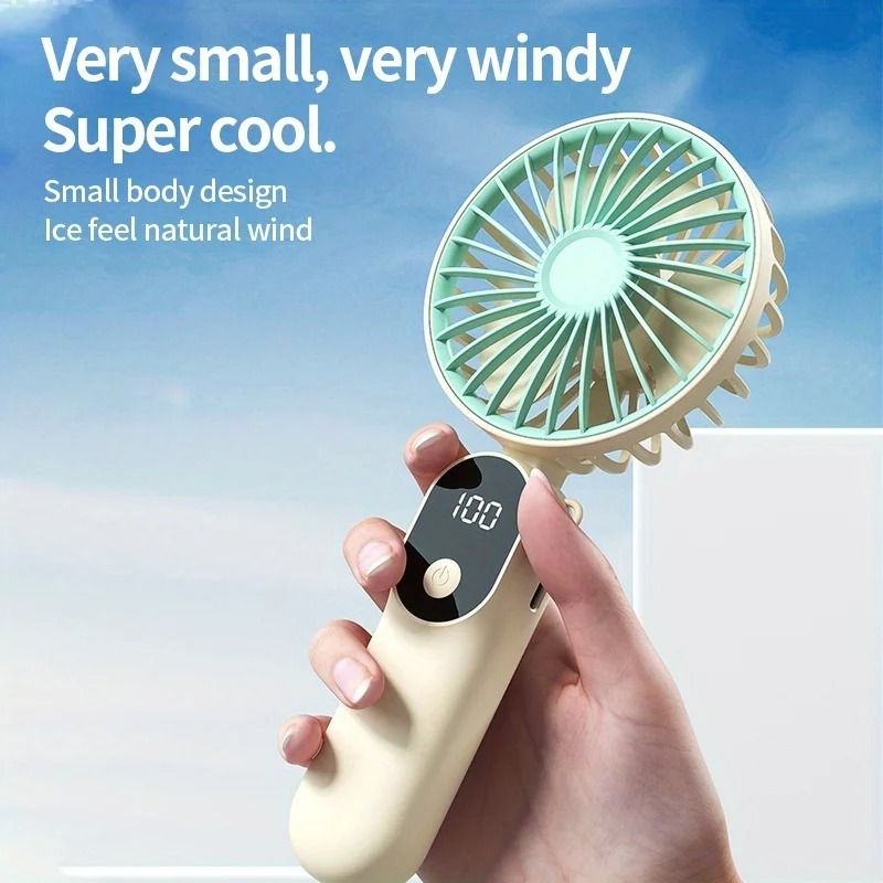 Mini Portable USB Fan 6 Speeds Digital Display Foldable 3 in 1 Handheld Neck Desktop Fan