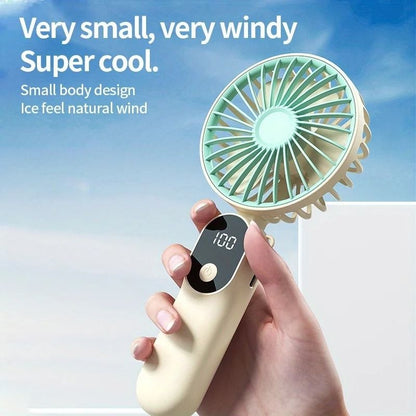Mini Portable USB Fan 6 Speeds Digital Display Foldable 3 in 1 Handheld Neck Desktop Fan