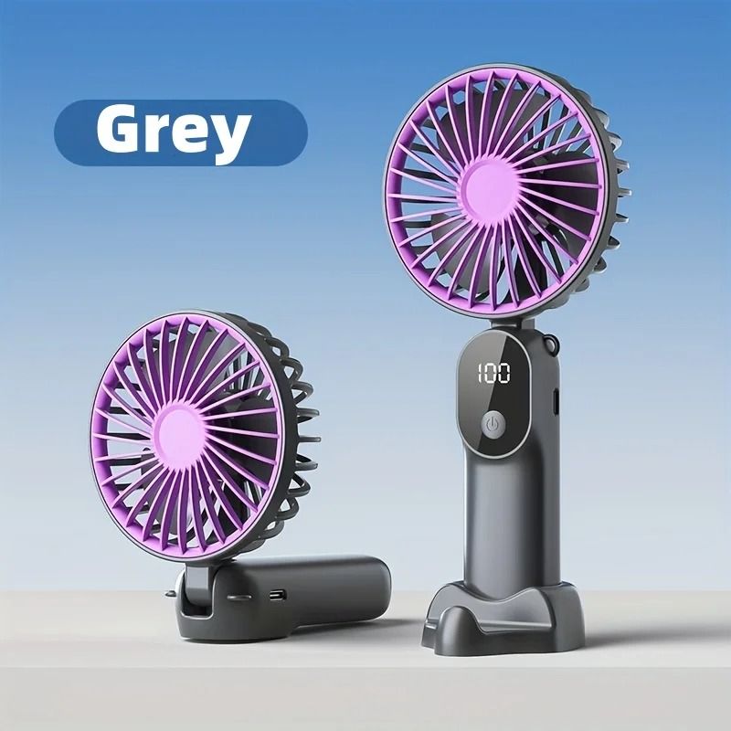Mini Portable USB Fan 6 Speeds Digital Display Foldable 3 in 1 Handheld Neck Desktop Fan