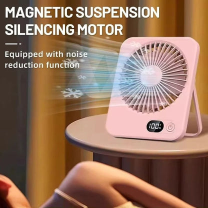 Desk Fan USB Rechargeable 180 Degree Tilt Folding Personal Fan 5 Speeds Digital Display
