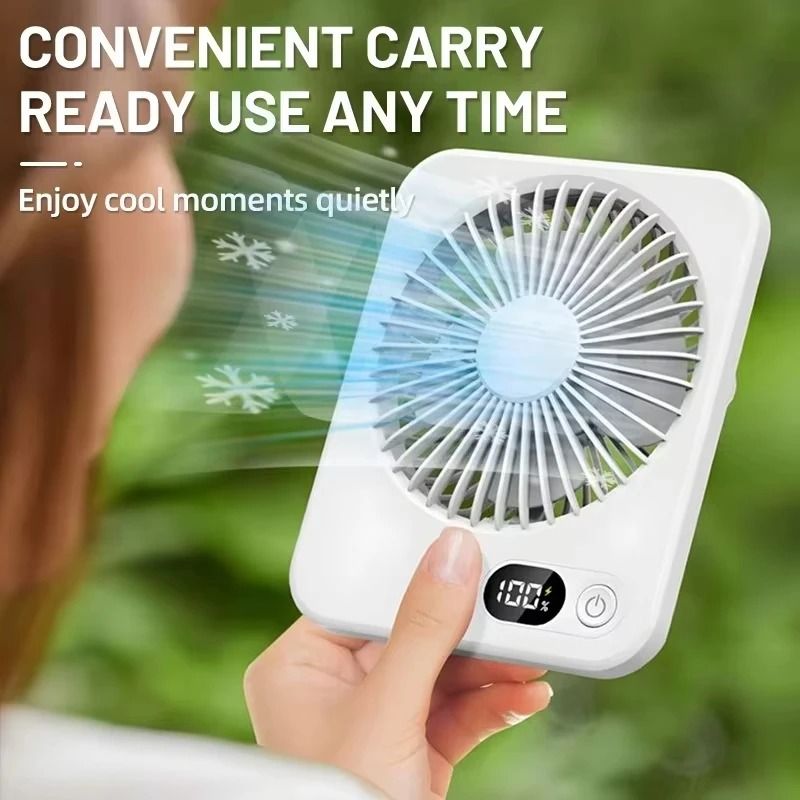 Desk Fan USB Rechargeable 180 Degree Tilt Folding Personal Fan 5 Speeds Digital Display