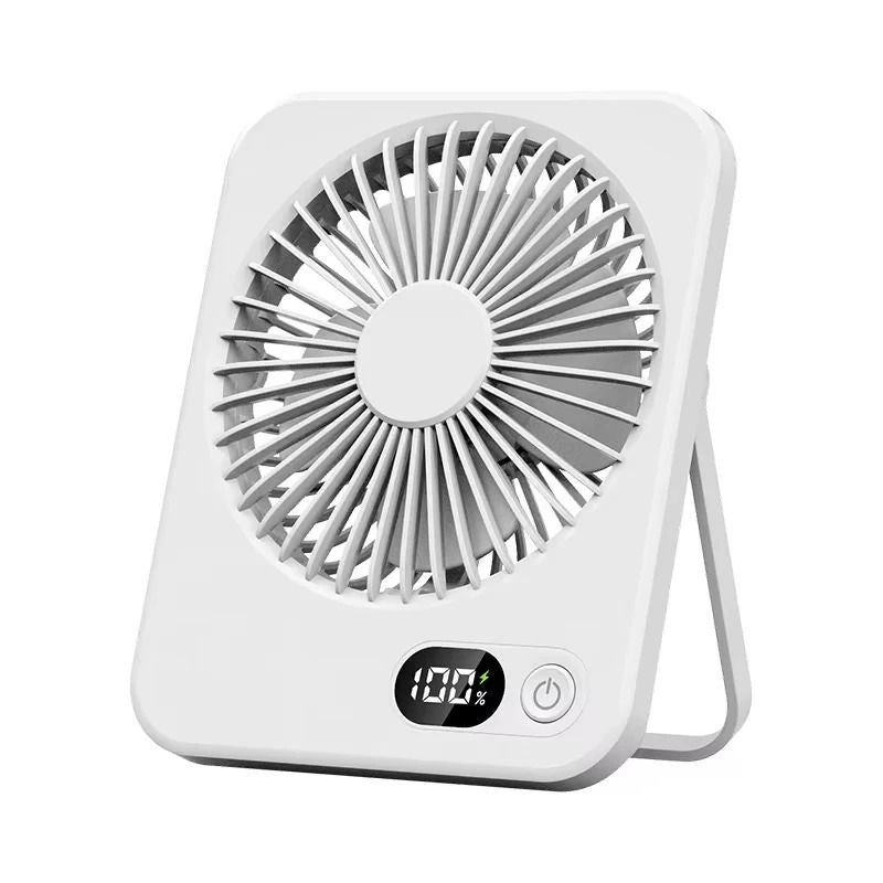 Desk Fan USB Rechargeable 180 Degree Tilt Folding Personal Fan 5 Speeds Digital Display