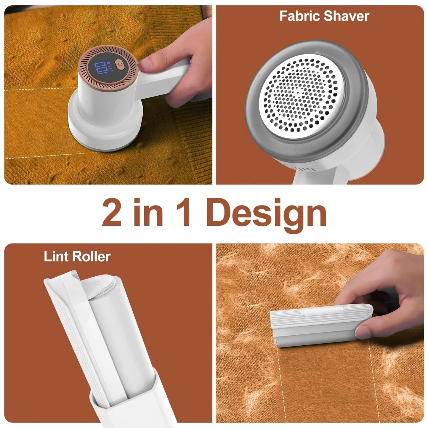 Electric Fabric Shaver Digital Display Rechargeable Lint Remover for Clothing and Blanket