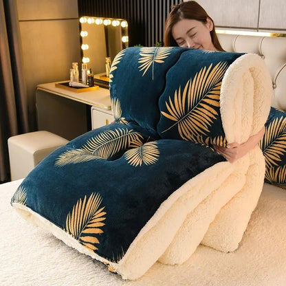 Super Thick Winter Warm Blanket Weighted Artificial Lamb Cashmere Comforter for Bed