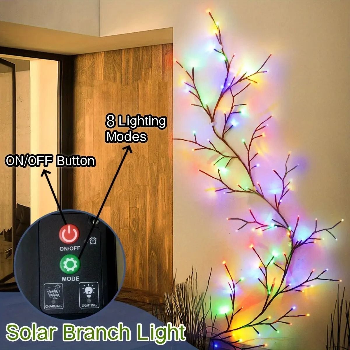 Solar Powered Willow Vine String Lights with 96 LEDs