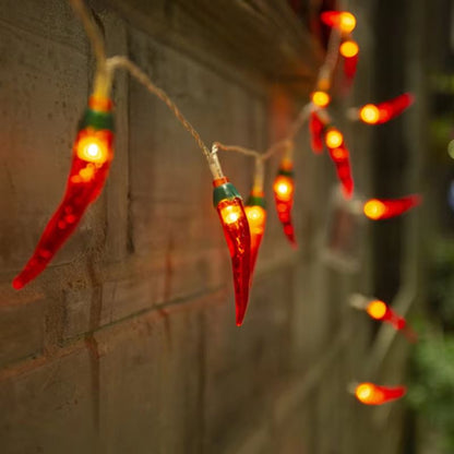 Red Chilli LED String Lights – Battery/USB Powered Fairy Garland for Holiday, Wedding & Party Decor