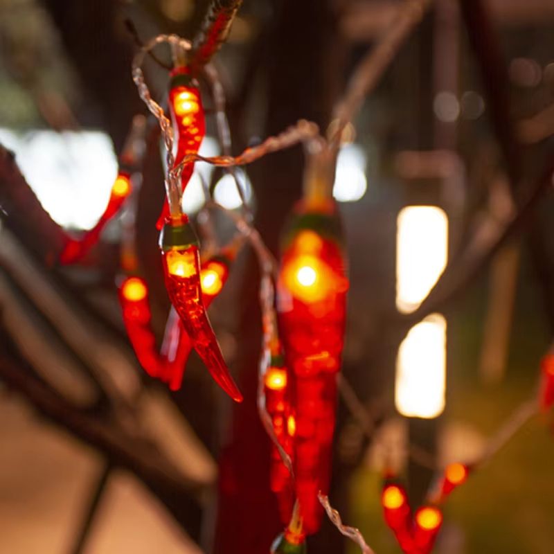 Red Chilli LED String Lights – Battery/USB Powered Fairy Garland for Holiday, Wedding & Party Decor