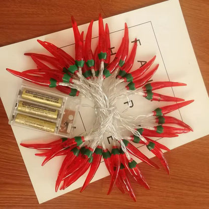 Red Chilli LED String Lights – Battery/USB Powered Fairy Garland for Holiday, Wedding & Party Decor