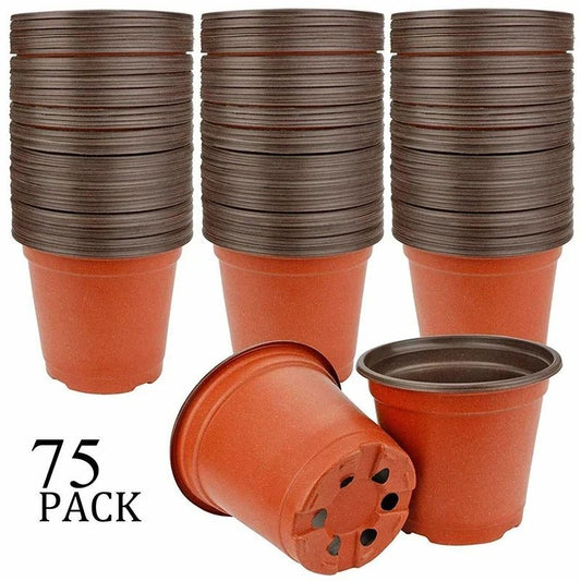 Flexible Plastic Nursery Pots 75 Pack for Seedlings Succulents and Transplants